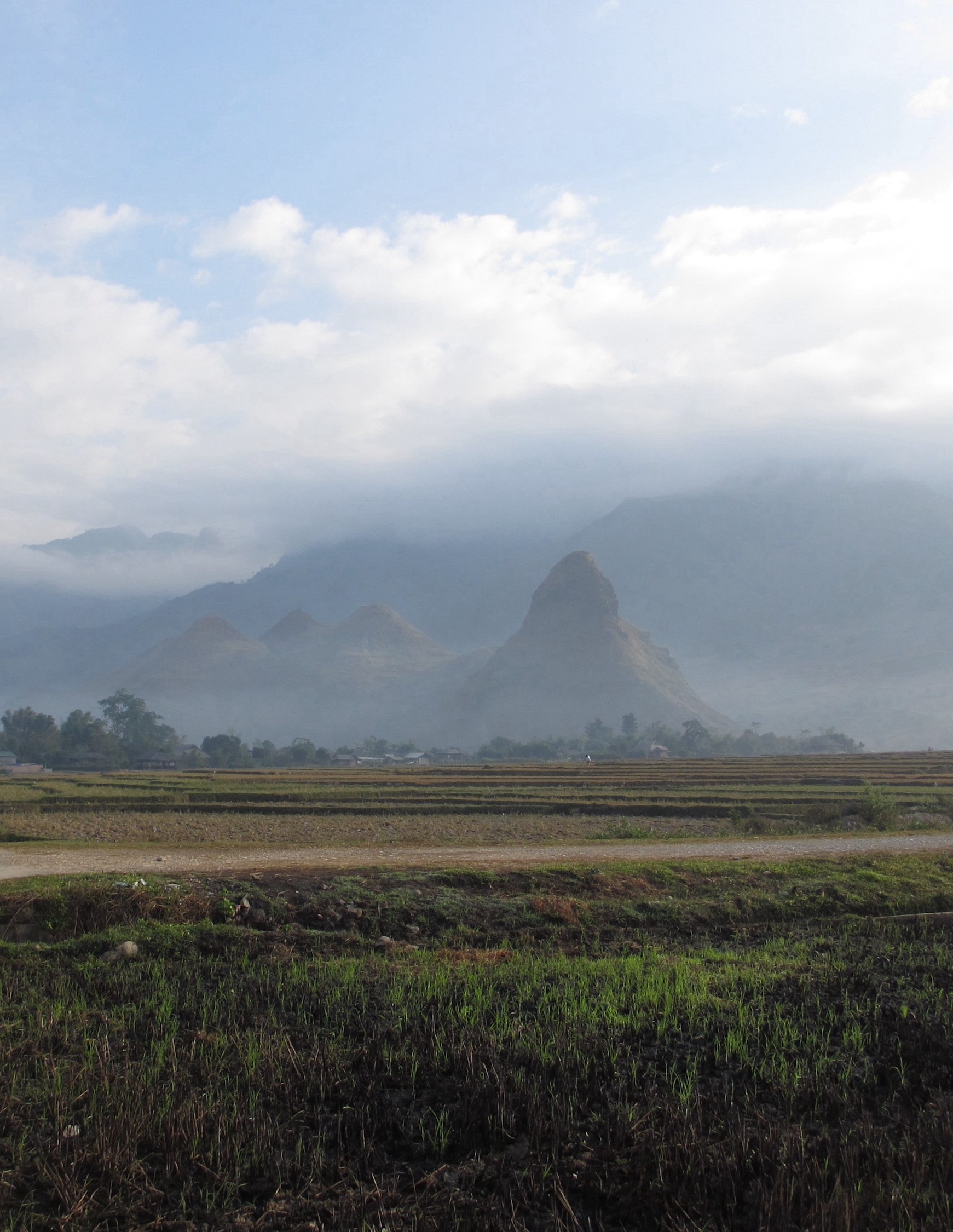 ベトナム西北部のタンウエン盆地の景観