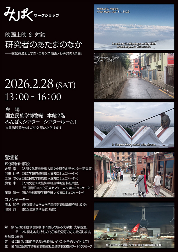 映像ワークショップ: 研究者のあたまのなか――文化資源としての〈コモンズ映画〉と研究の「余白」